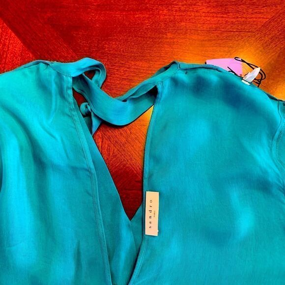 Sandro  Renza Paris neck cupro top size 1, NWT - Picture 3 of 6